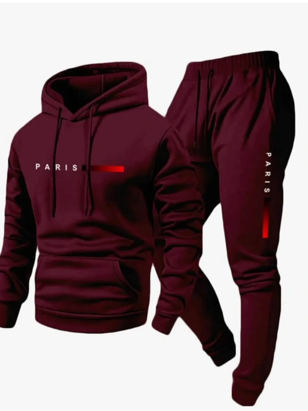 Burgundy, Red, Green, Royal Blue, & Light Blue 'PARIS' Hoodie & Jogger Sets - Picture 5 of 6